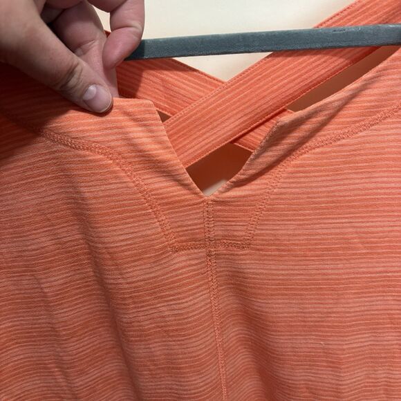 T by Talbots Casual Pullover Dress Orange Stripe Stretch UPF 50+ Cross Back 1X - Picture 3 of 8